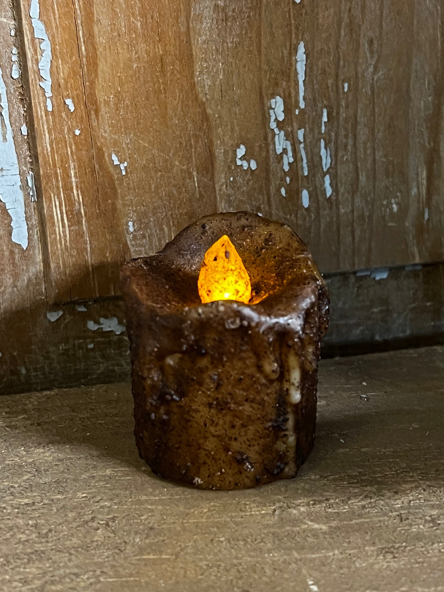 Mini Dripped Pillar, TIMER, BURNT MUSTARD
