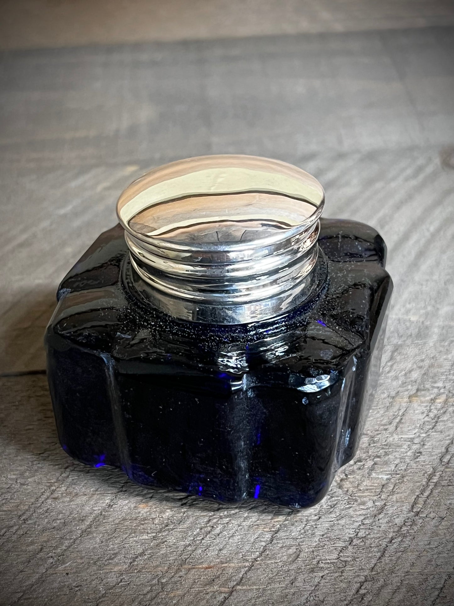Glass Inkwell, 2.75", COBALT BLUE