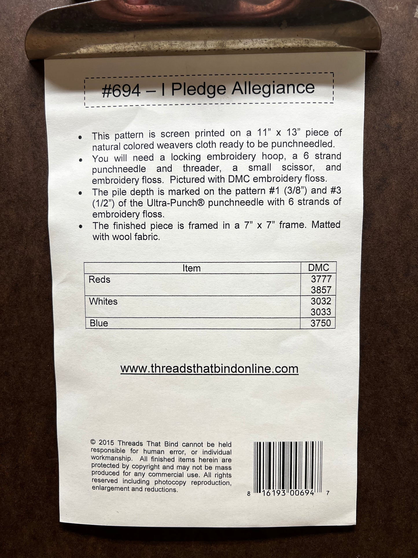 Pattern, I PLEDGE ALLEGIANCE