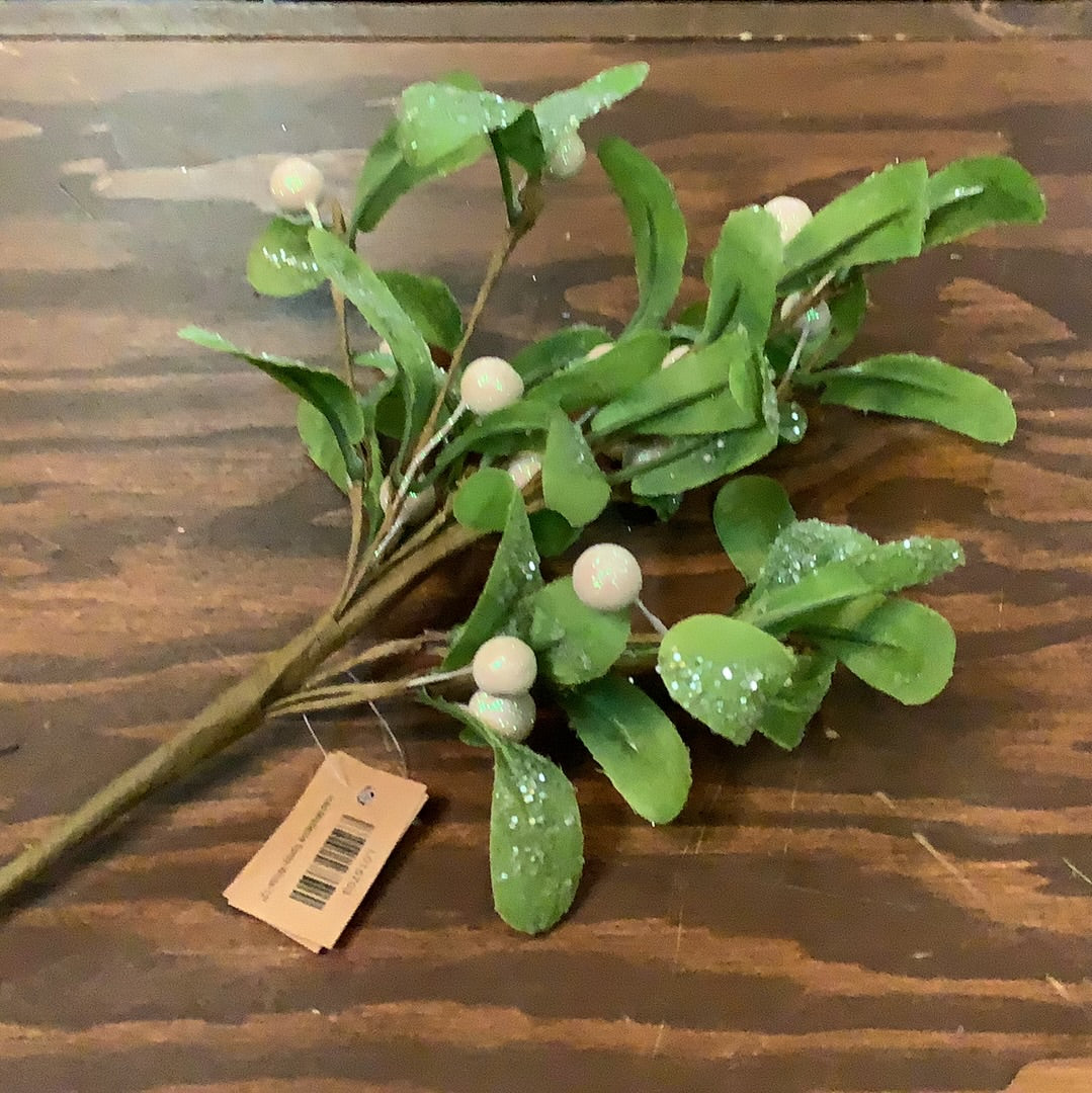 Iced White Mistletoe Spray 12”
