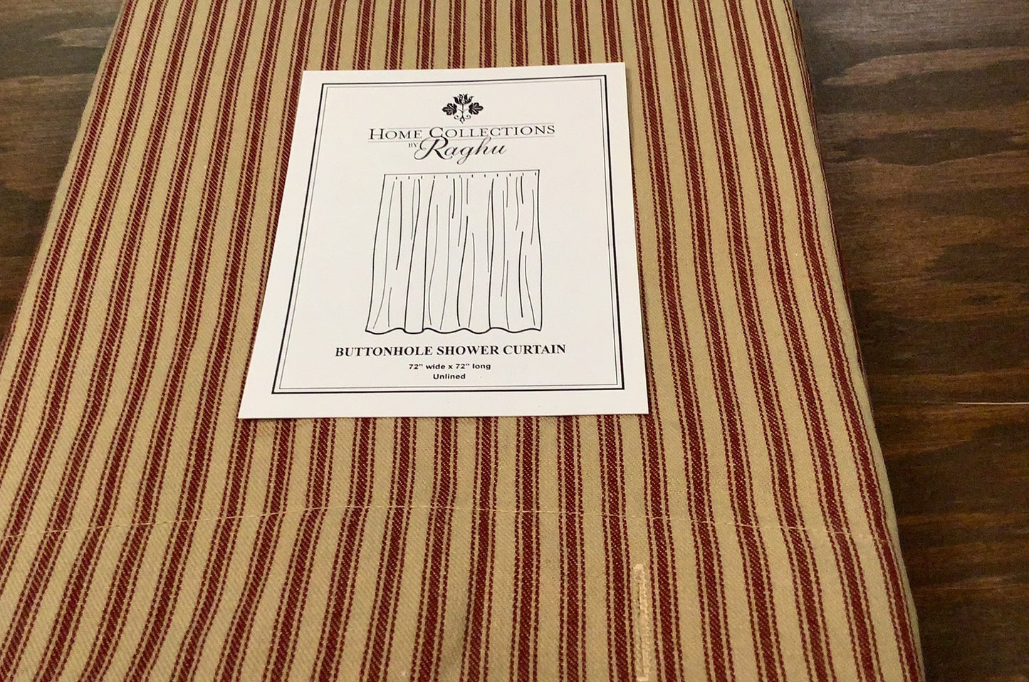 Shower Curtain, York Ticking, Red