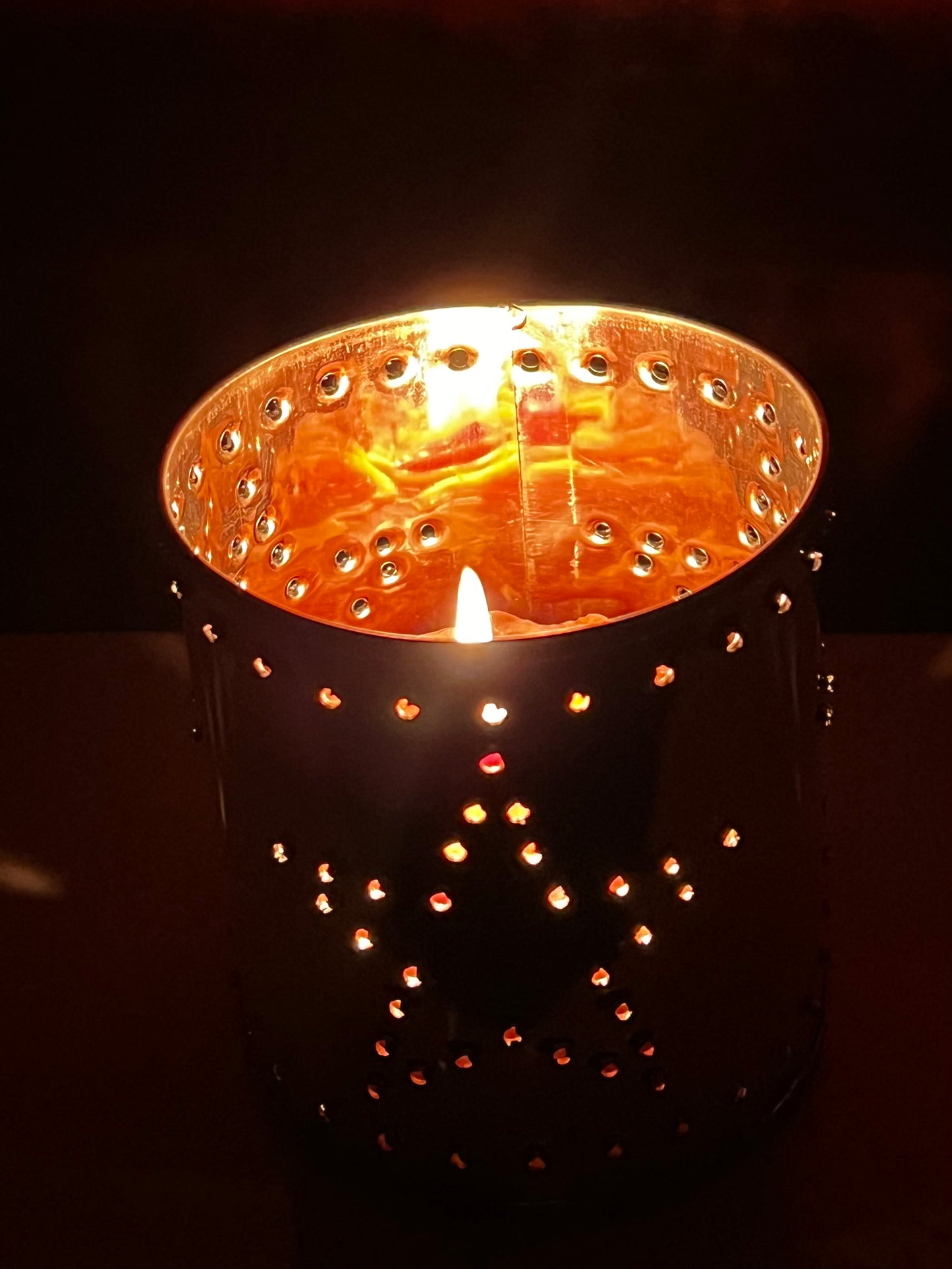 Tin Votive Holder, Hand Punched, STAR