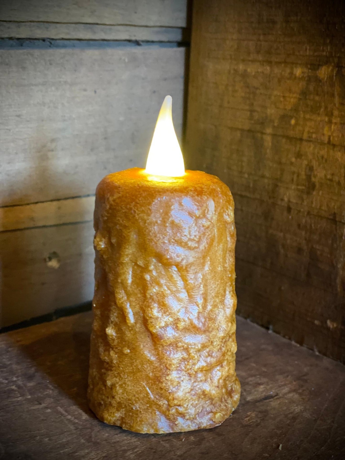 Hand-waxed Votive, TIMER, BROWN, Flip On/Off