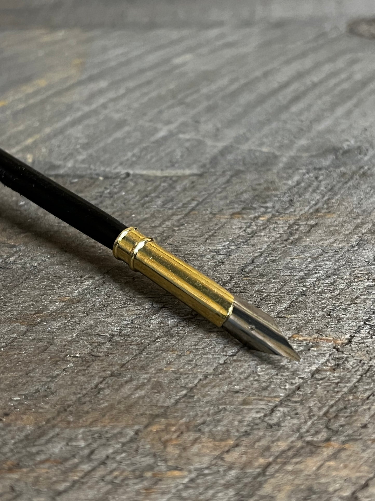 Goose Feather Quill w/ Brass Nib, 12", BLACK