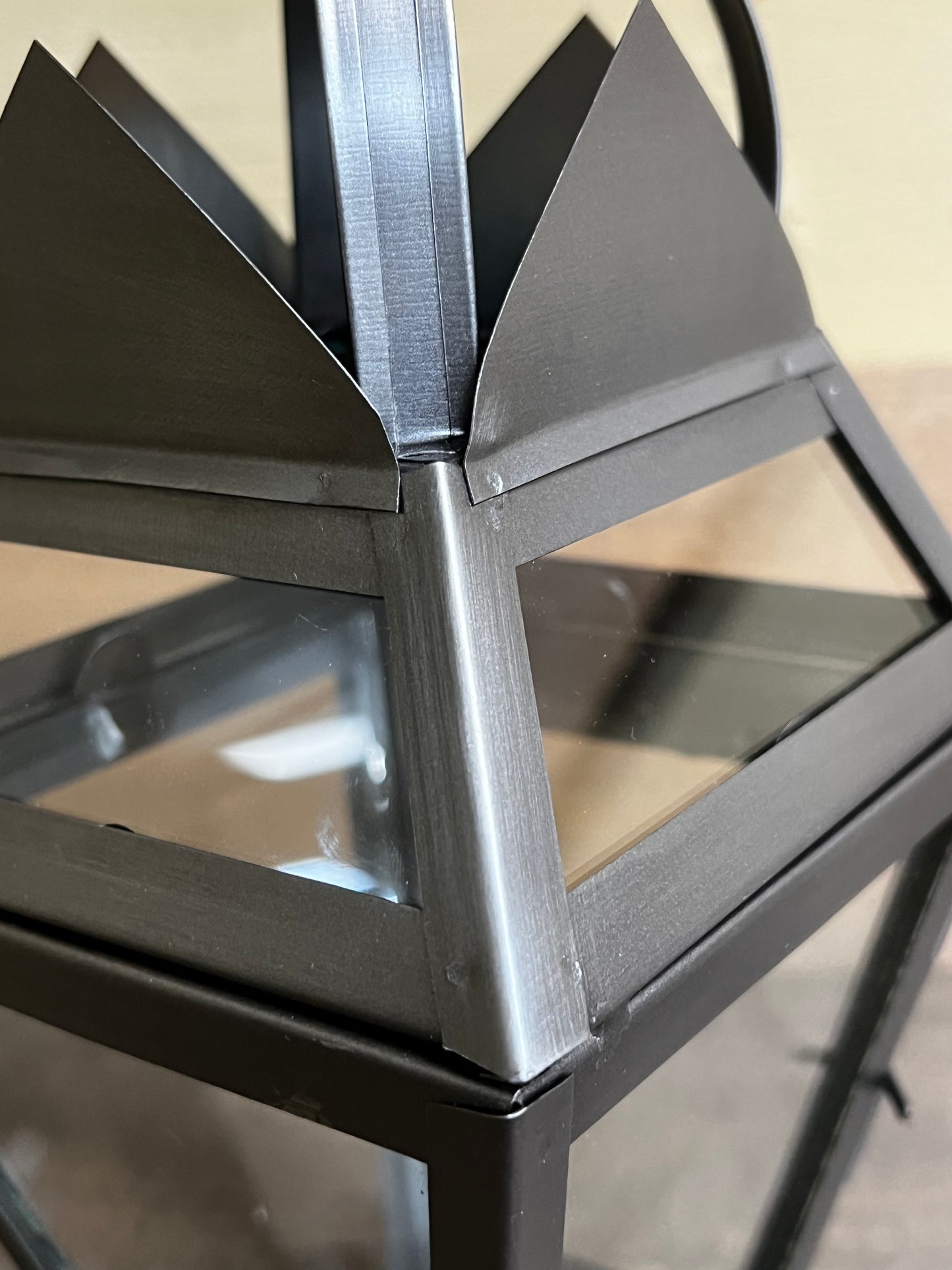 Lantern, 13.25", TIN WITH GLASS