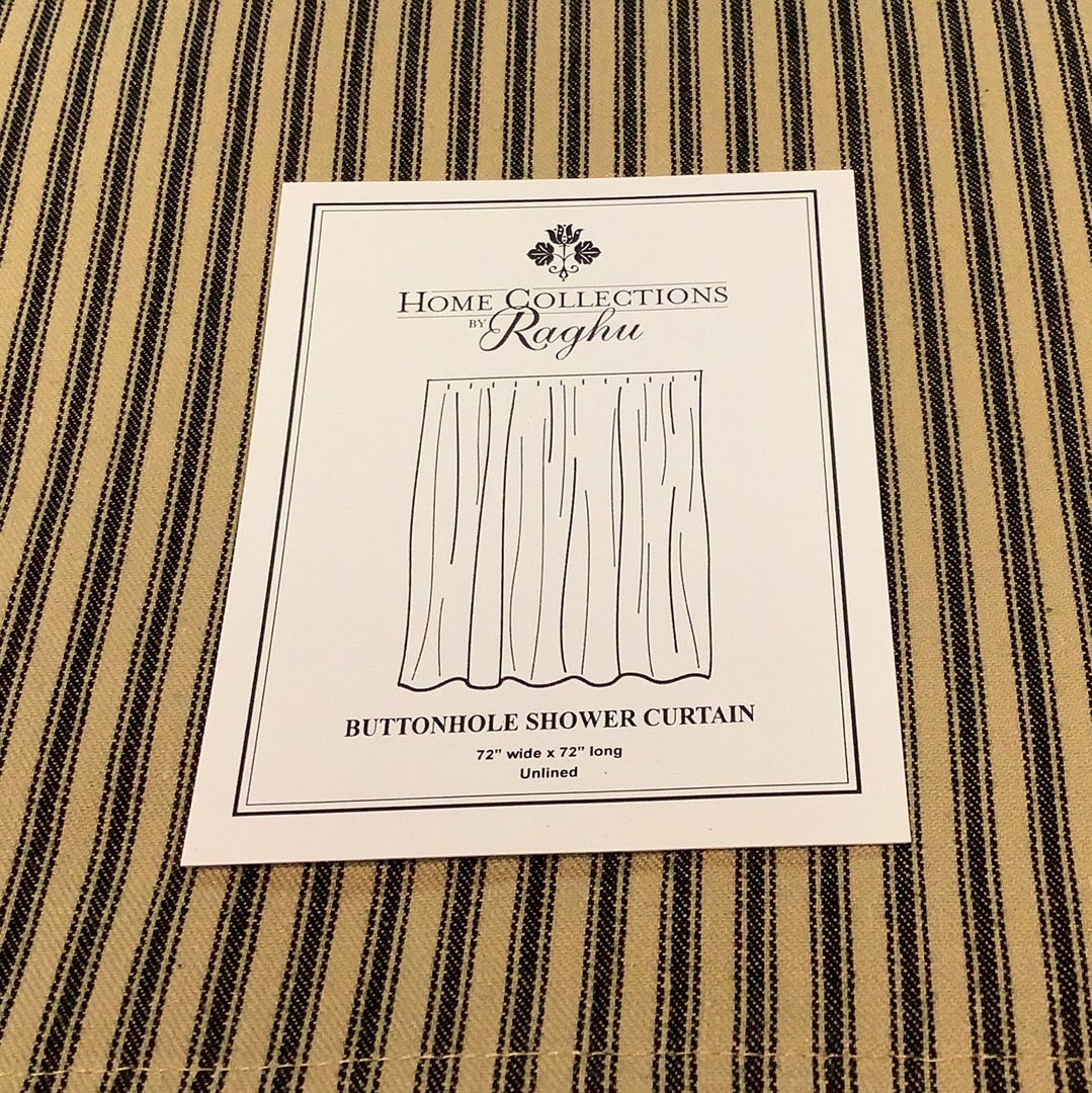 Shower Curtain, York Ticking, BLACK