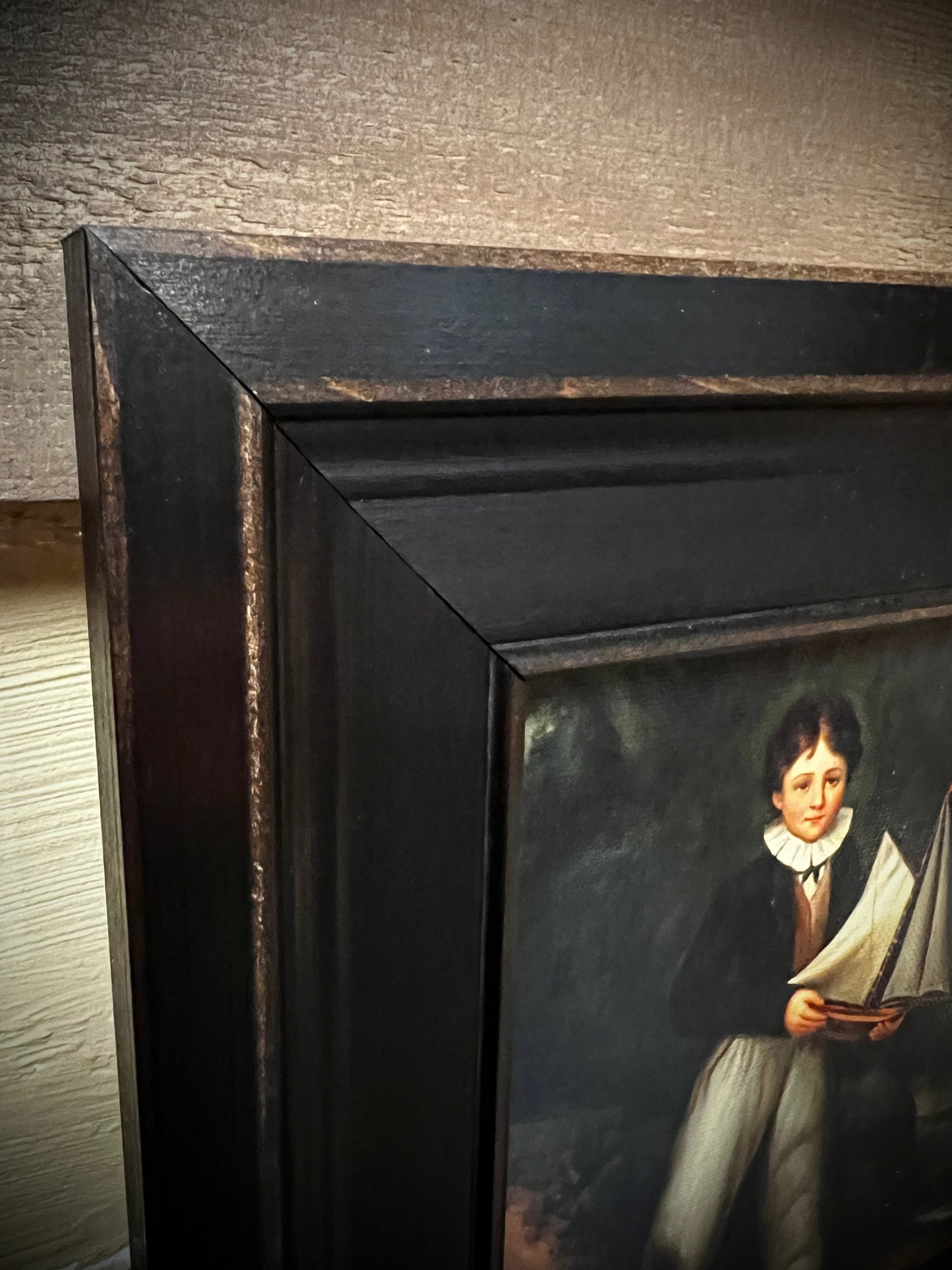 Print on Canvas, Framed, YOUNG BOY W/ BOAT