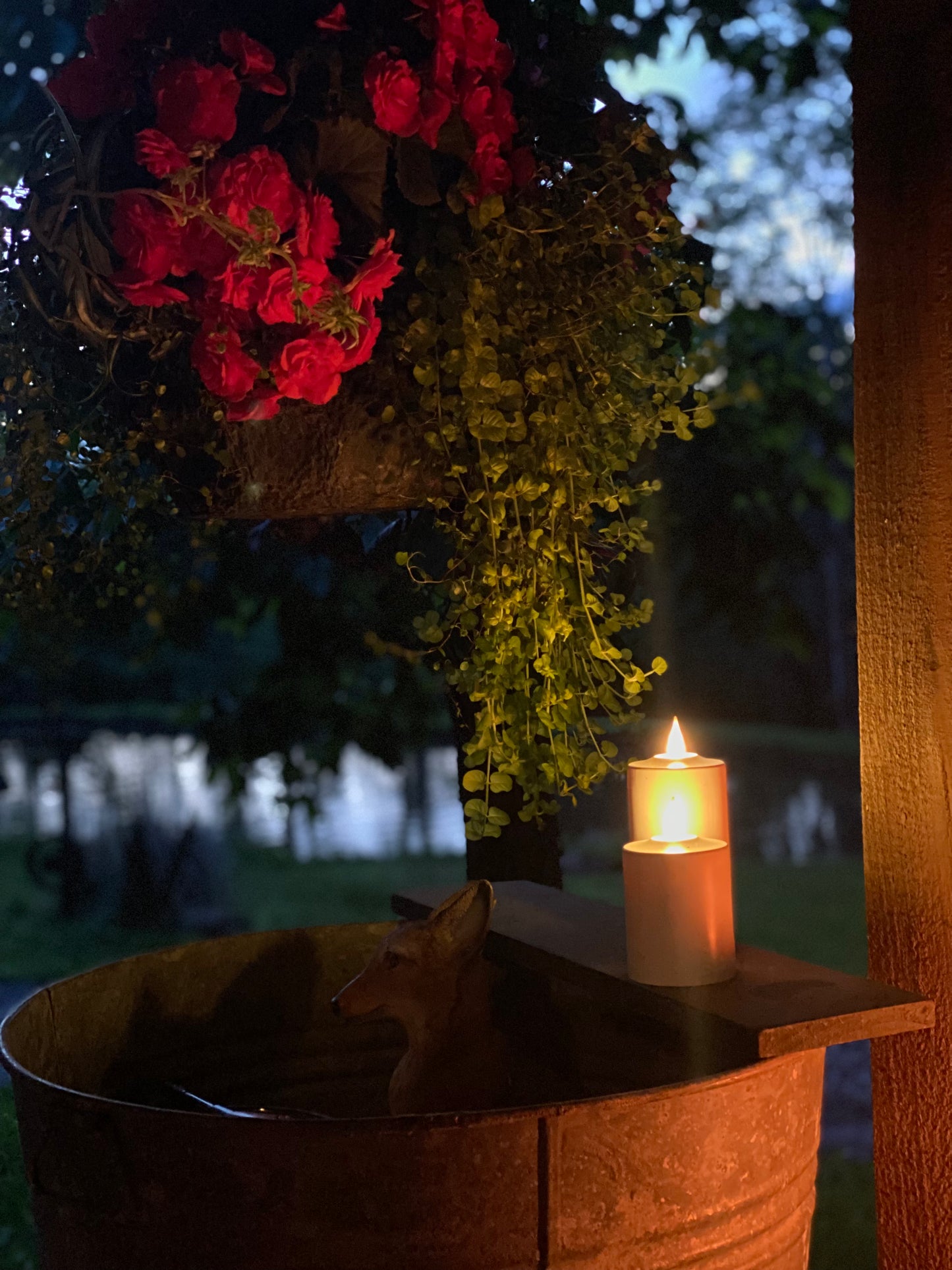 Weatherproof Outdoor Candle, Timer, 4”