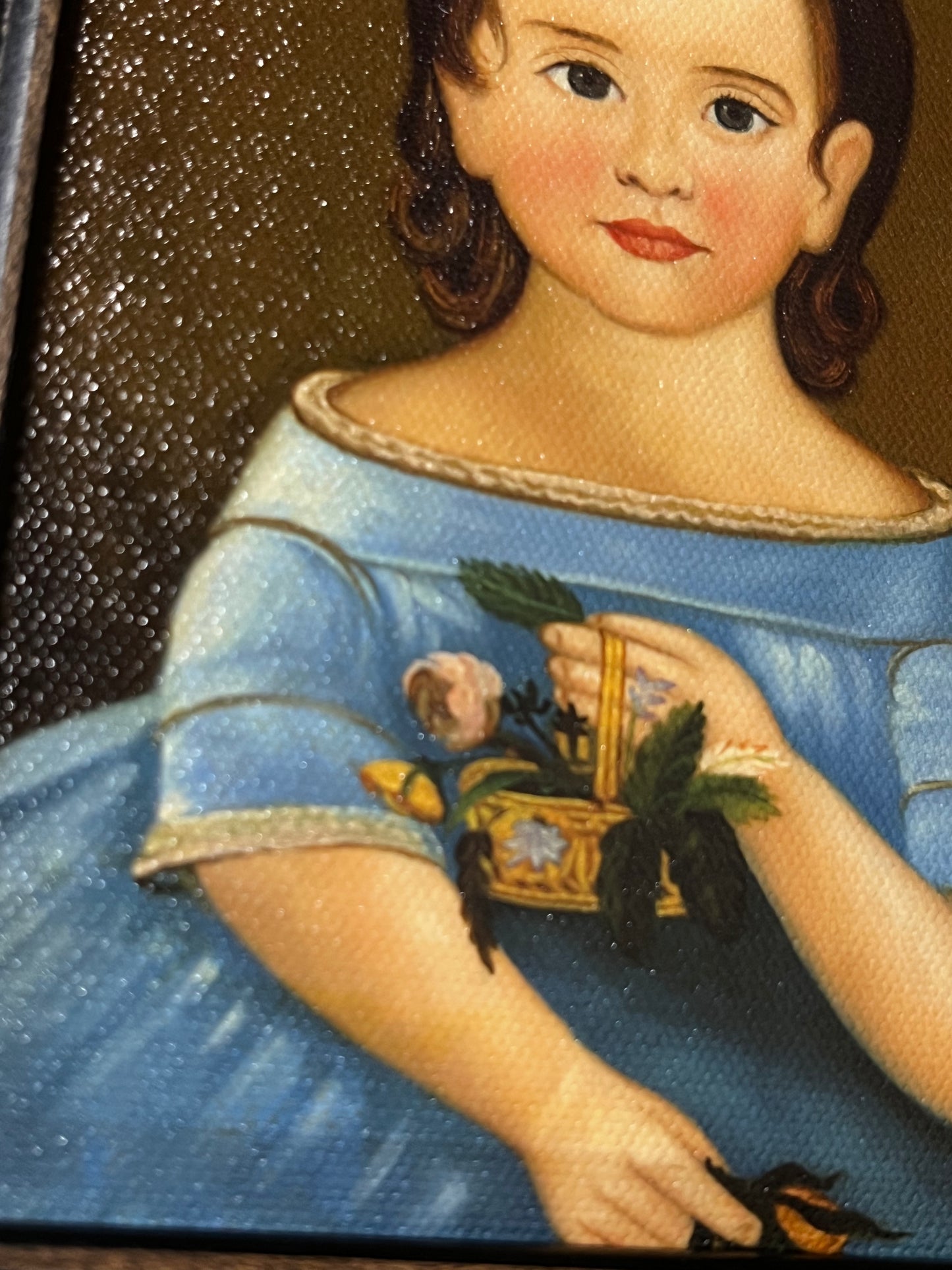 Print on Canvas, Framed, GIRL IN BLUE DRESS