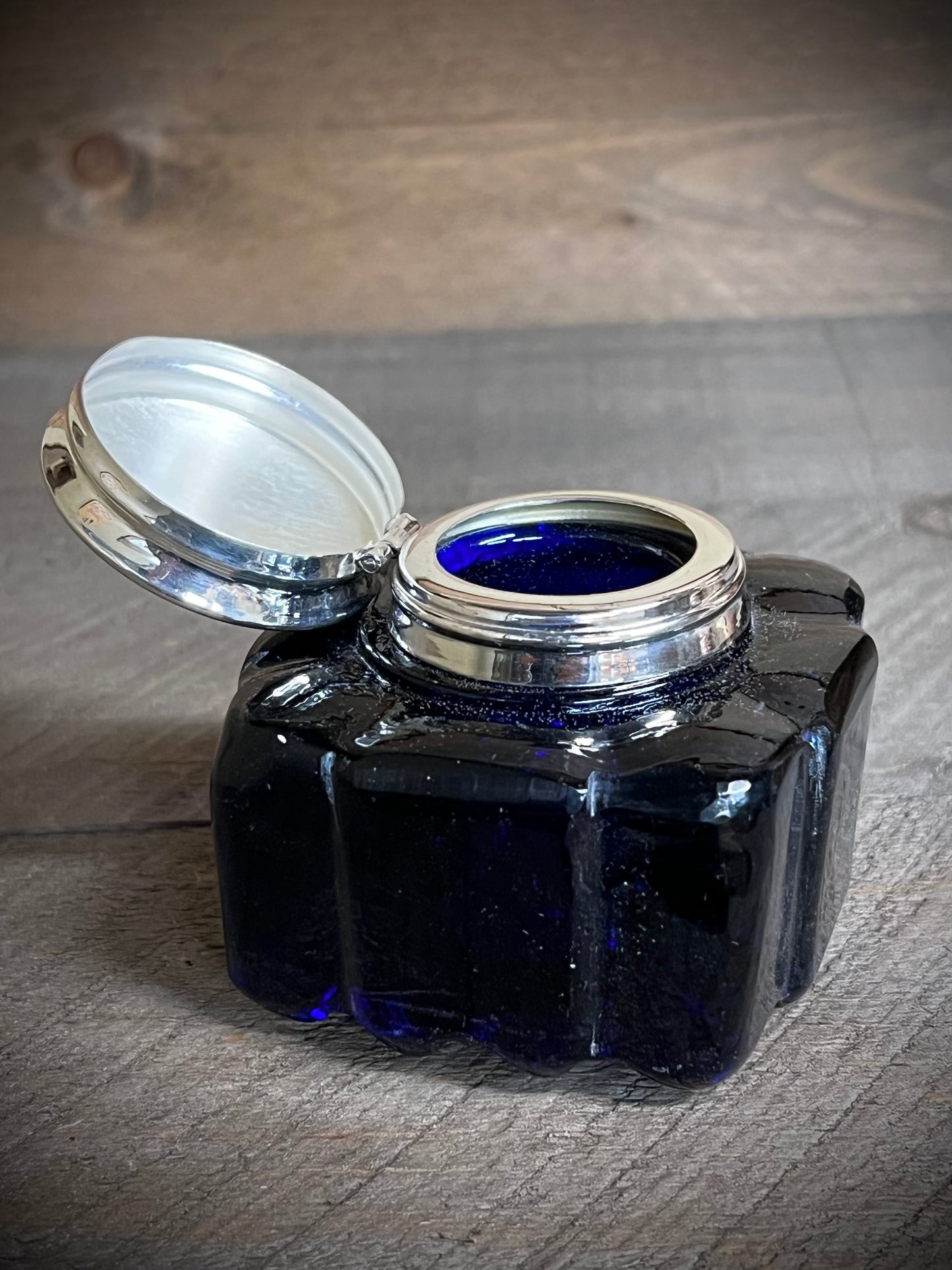 Glass Inkwell, 2.75", COBALT BLUE