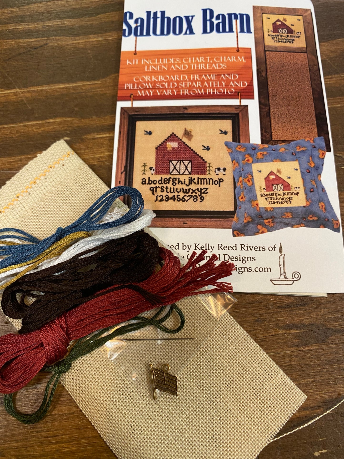 Saltbox Barn Kit with Charm, Cross Stitch, Olde Colonial Designs