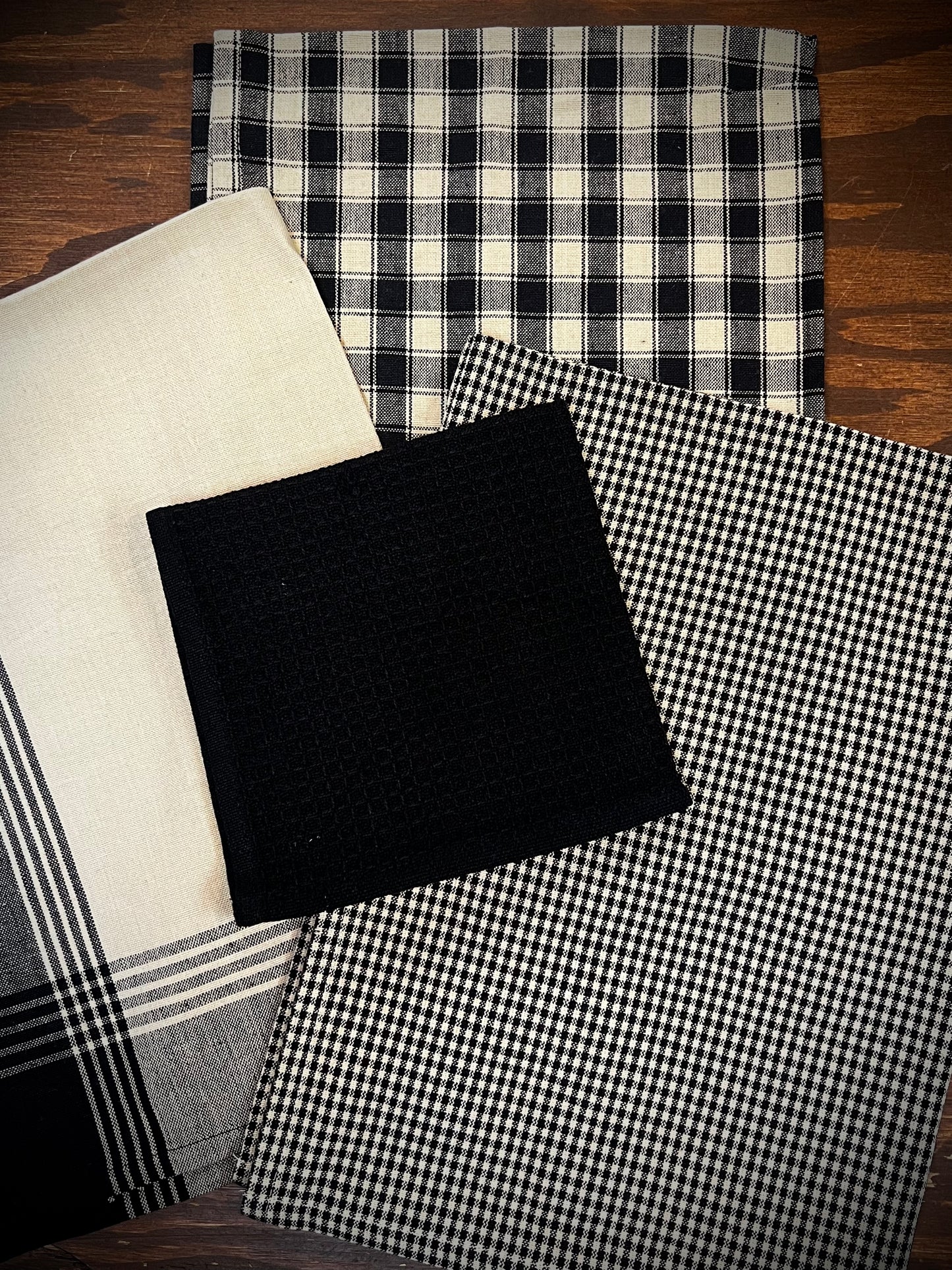 Tea Towel, Mini Check, BLACK/TEA DYE