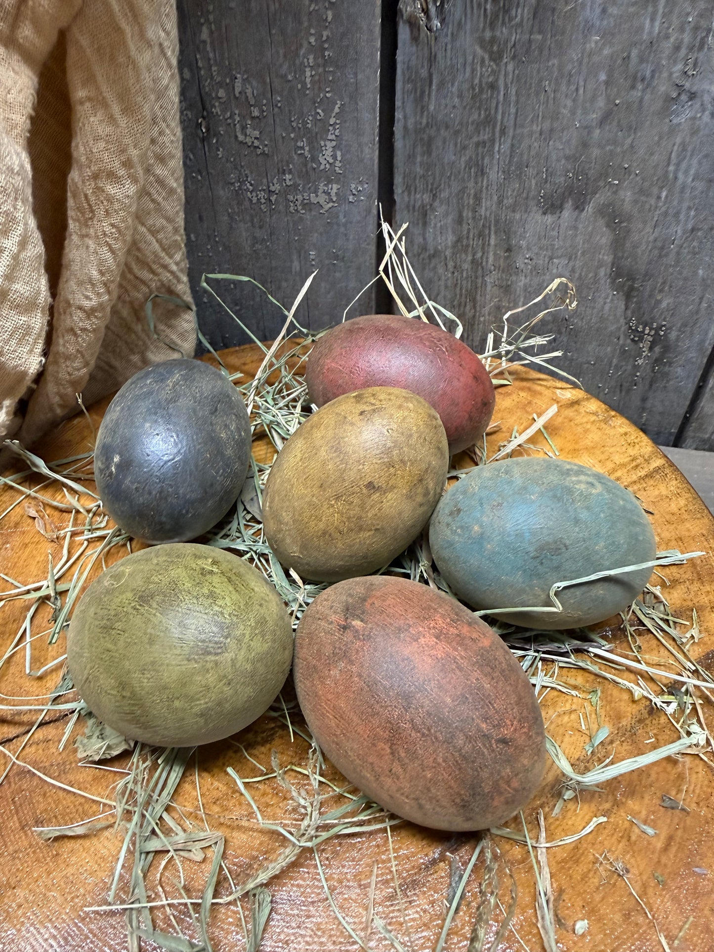 Wooden Eggs, Set/6, DULL & DRAB
