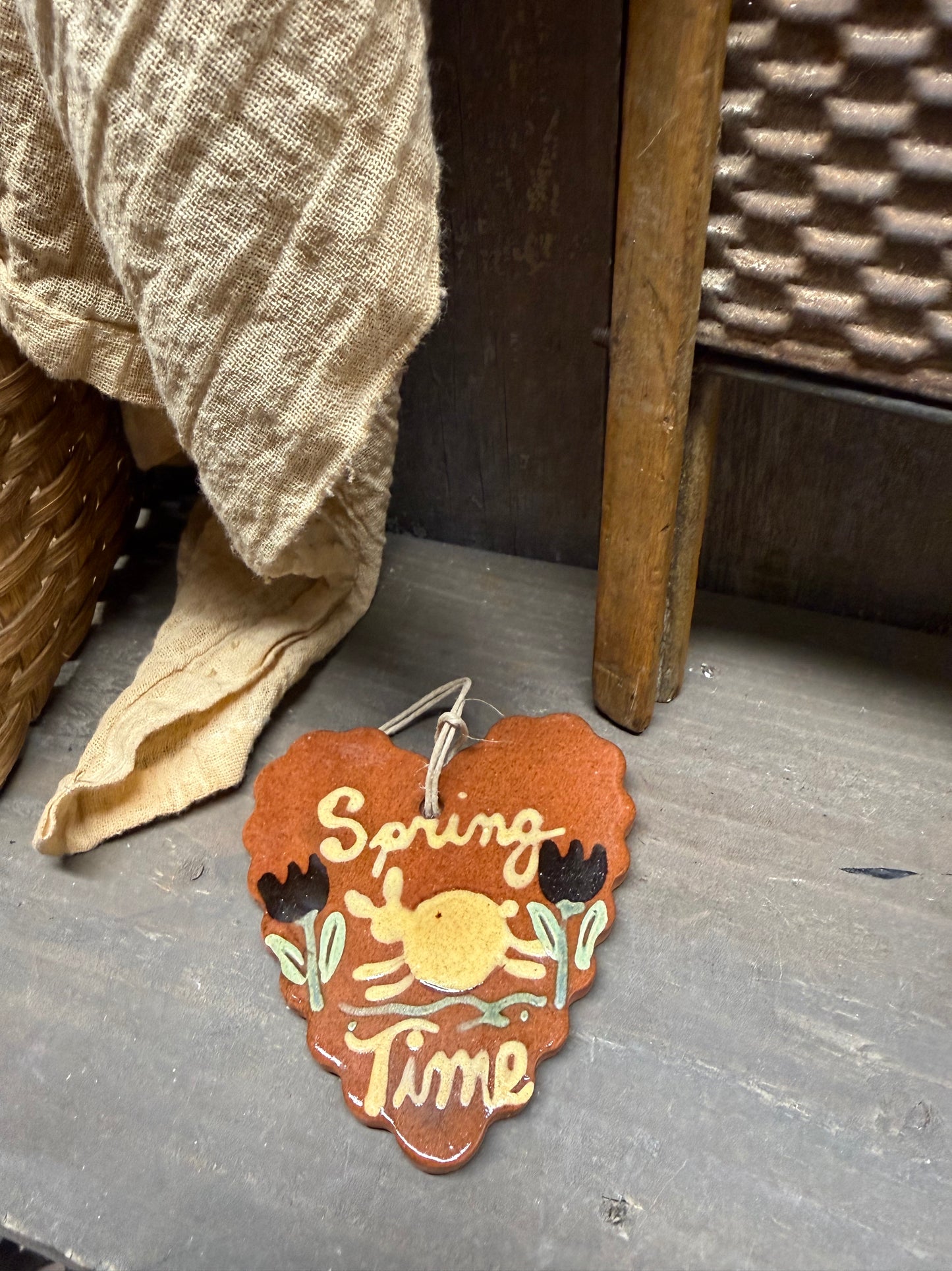 Ornament, Redware, SPRING HEART, Assorted