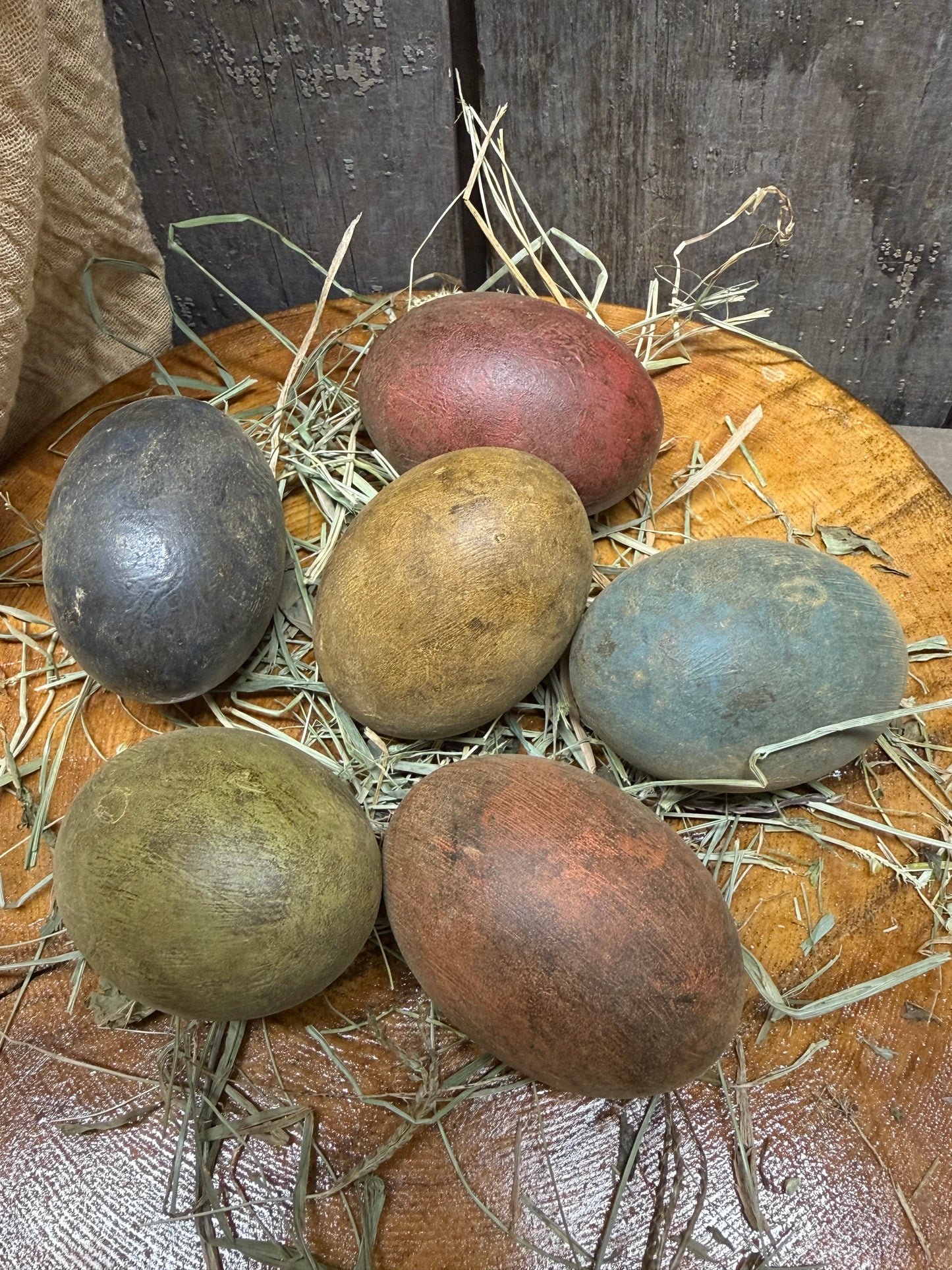 Wooden Eggs, Set/6, DULL & DRAB