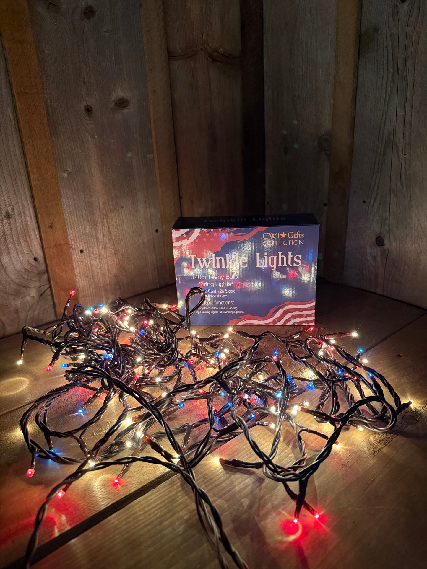 Teeny Bulbs, Brown Cord, 140 Count, AMERICANA TWINKLE