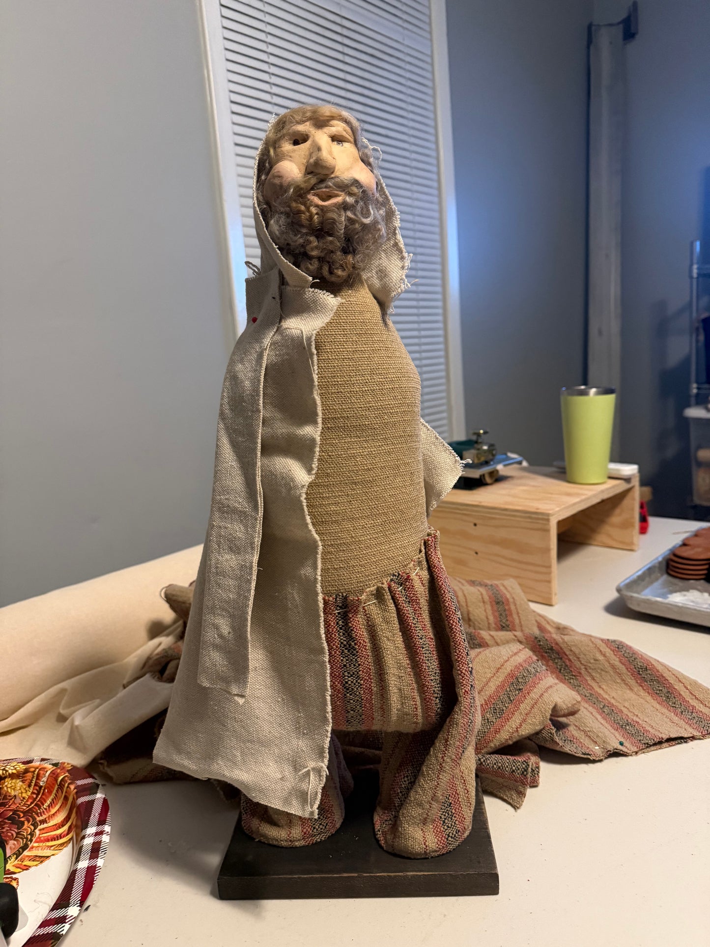 CLAY FACE SANTA, 21", Handcrafted, Assorted