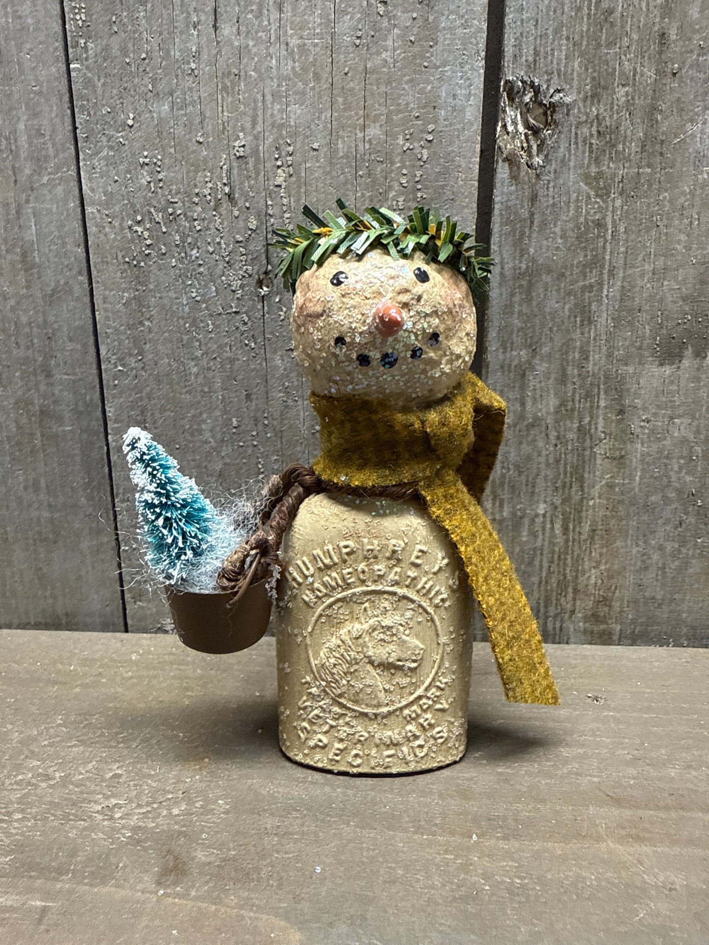 BOTTLE SNOWMAN, Hand Crafted, Assorted