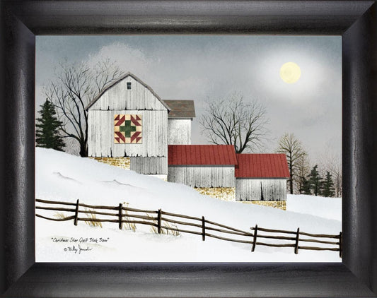 Framed Art, CHRISTMAS STAR QUILT BLOCK BARN