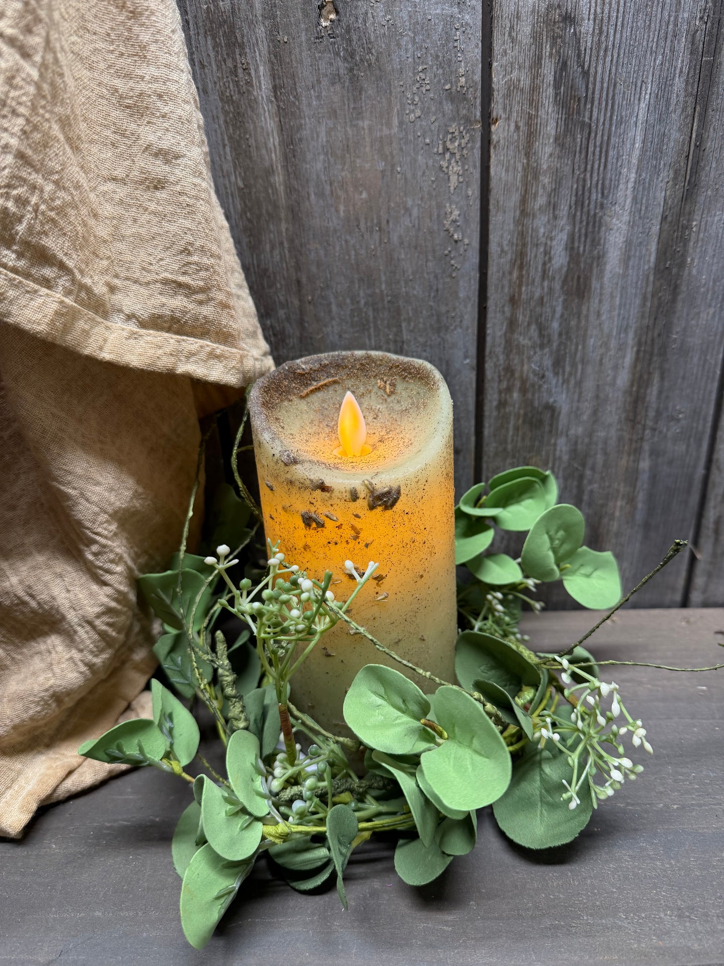 EUCALYPTUS & TWIGS, Candle RIng or Bush