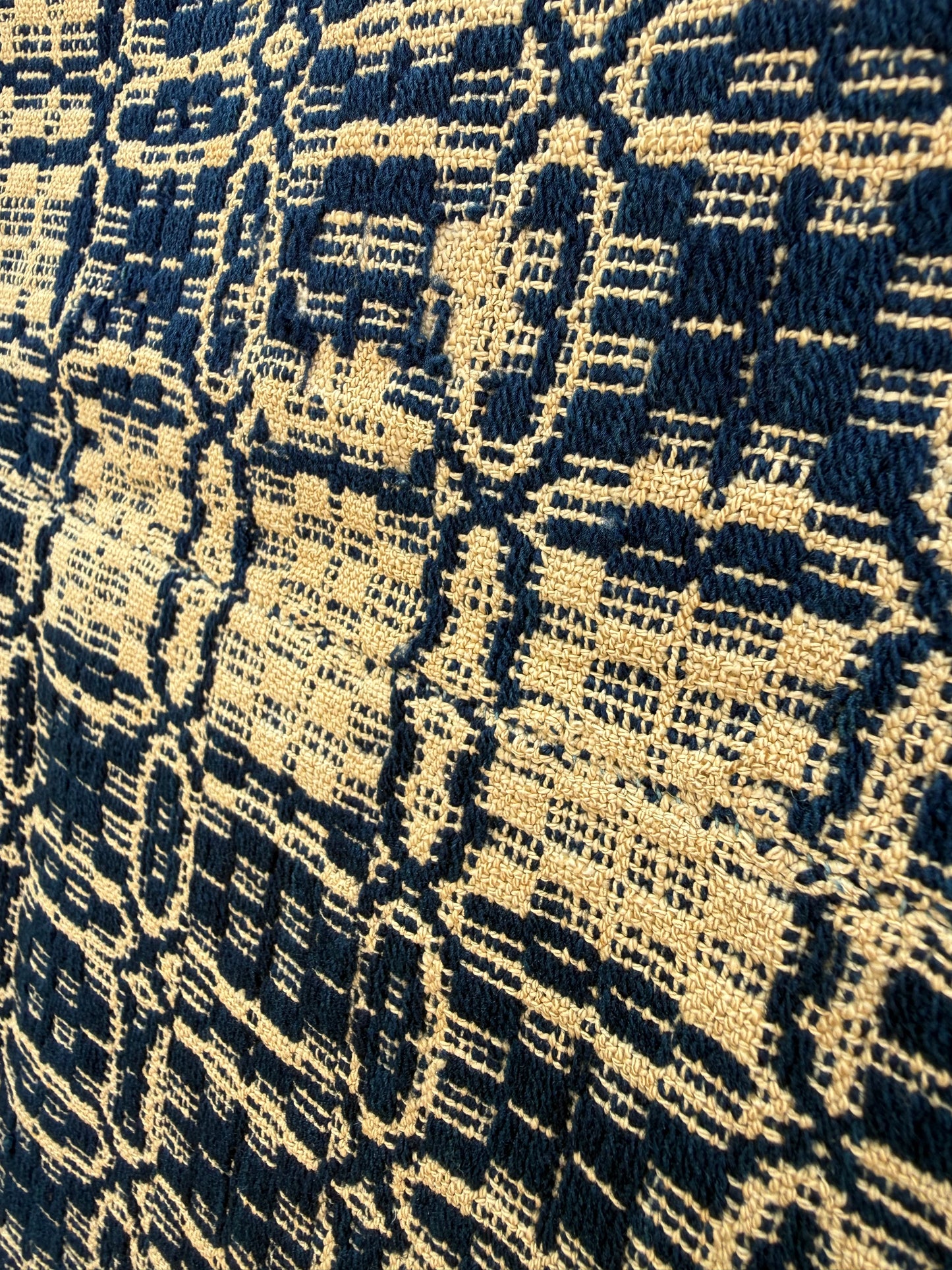 COVERLET, 68"x 92", Navy/Tan