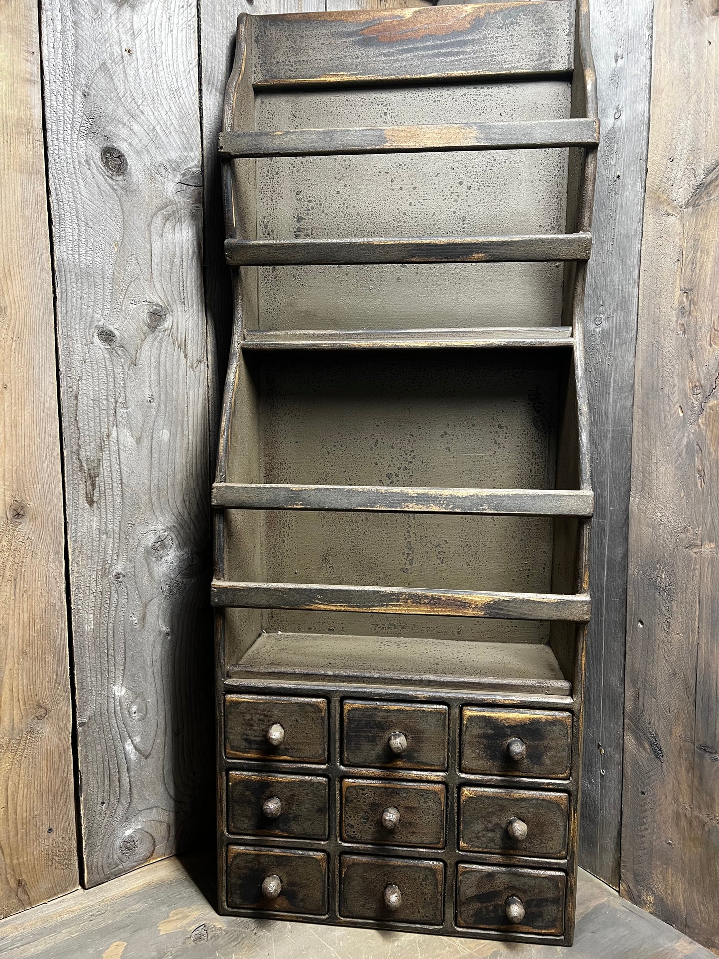 BOWL RACK W/ DRAWERS, 44"