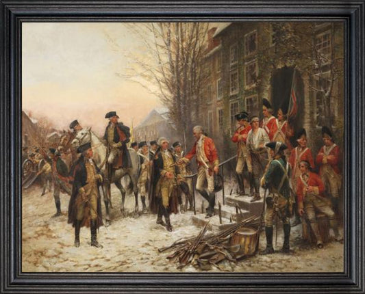 Framed Art, 22X28, GEORGE WASHINGTON IN FRONT OF NASSAU HALL