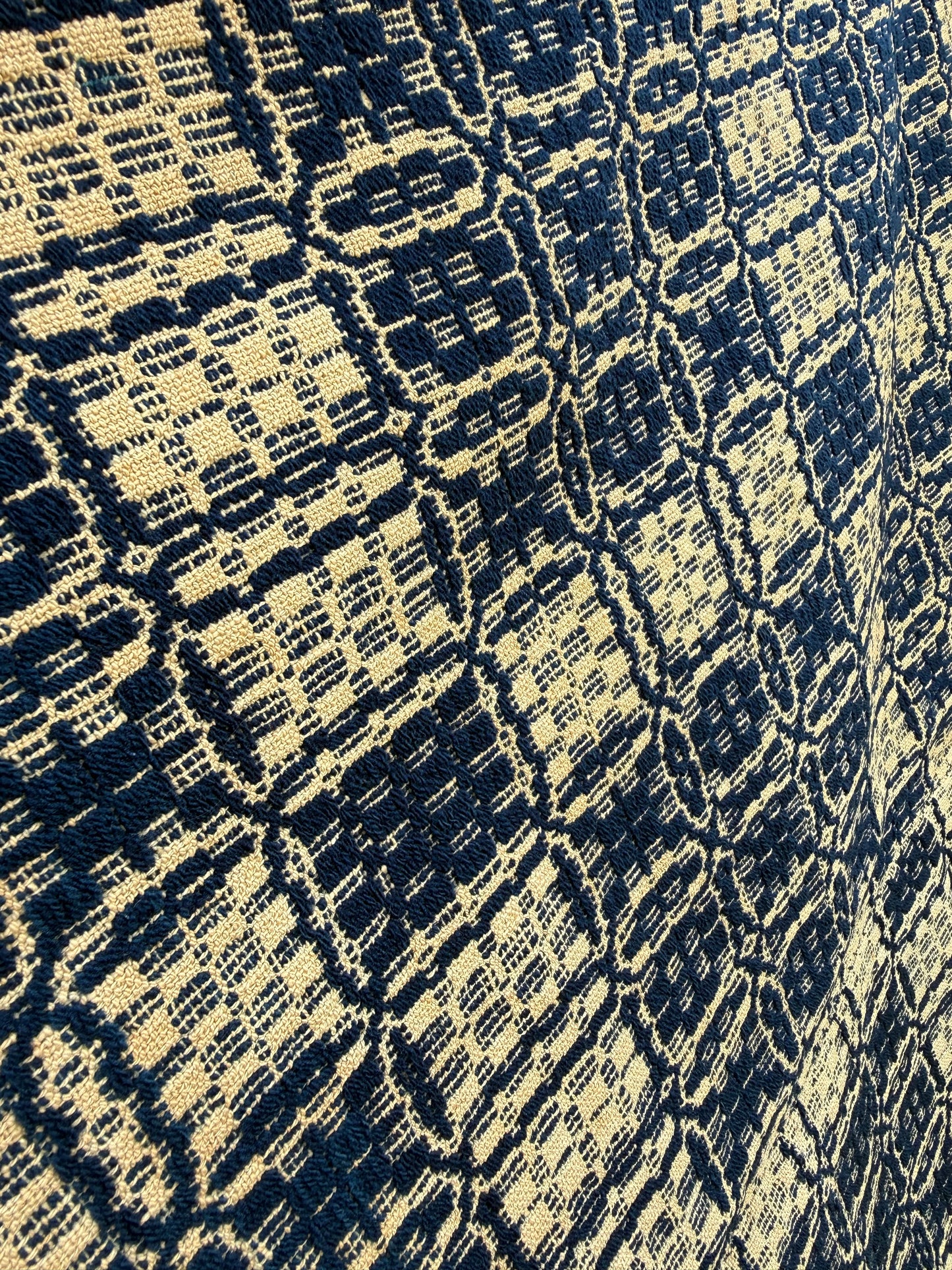 COVERLET, 68"x 92", Navy/Tan