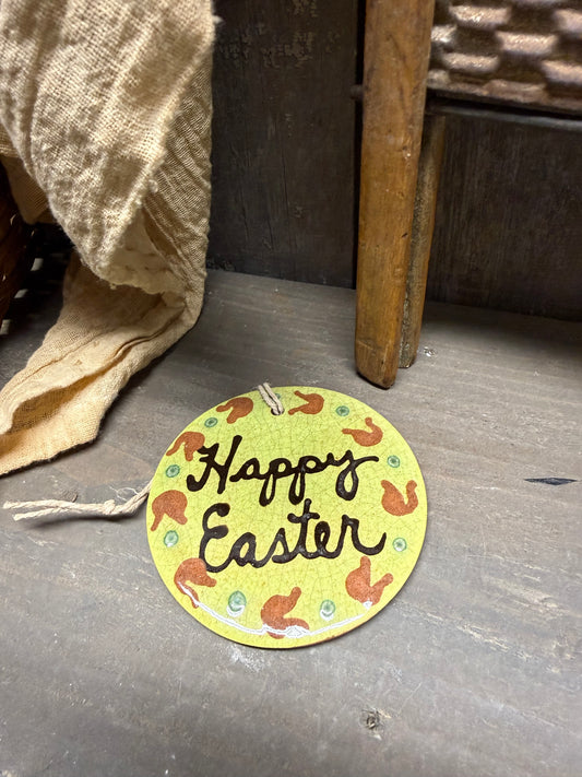 Ornament, Redware, Round, HAPPY EASTER