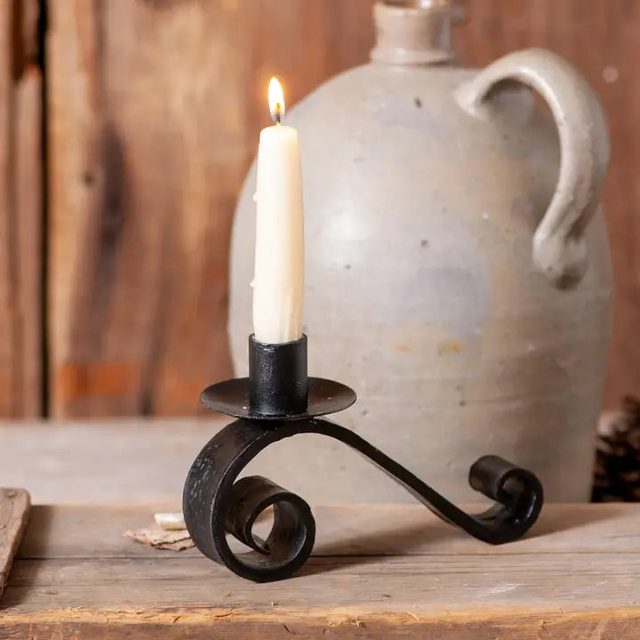 Candle Holder, Wrought Iron, CURLED