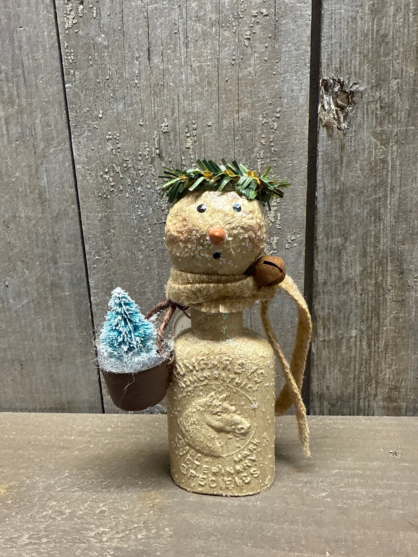 BOTTLE SNOWMAN, Hand Crafted, Assorted