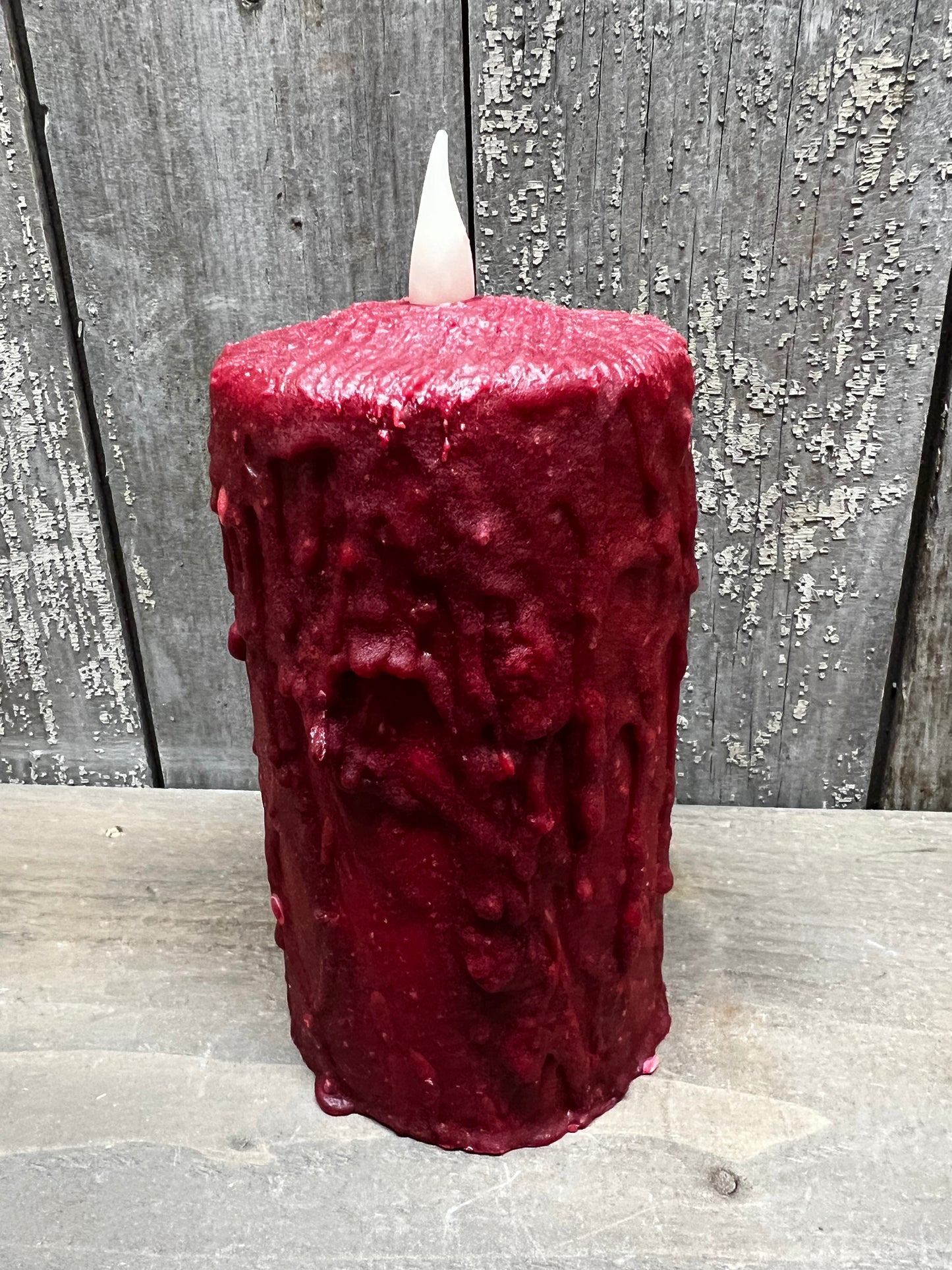 Hand-waxed Candle, RED, 6" TIMER
