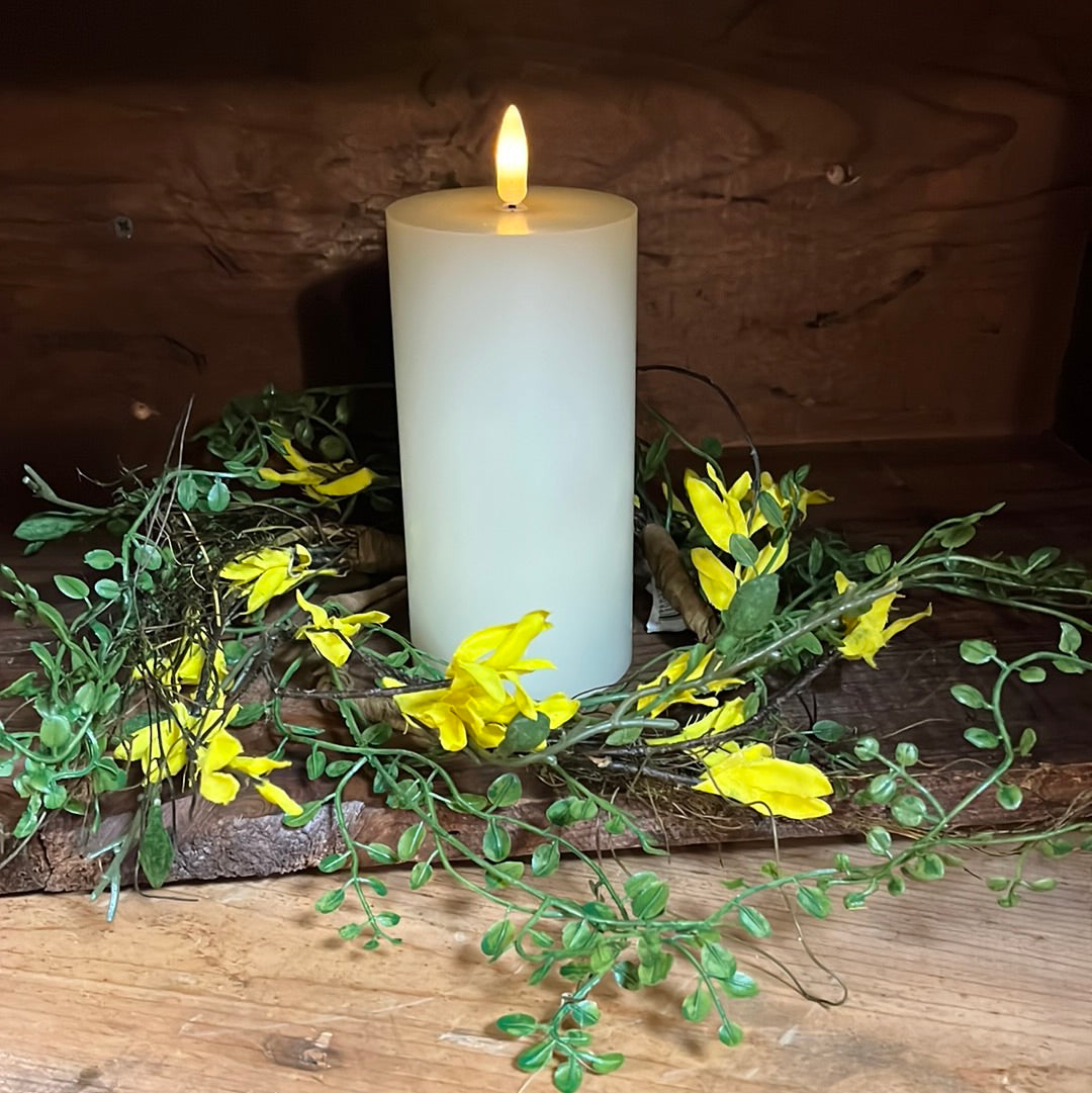 Candle Ring, 4.5", FORSYTHIA W/ GREENS