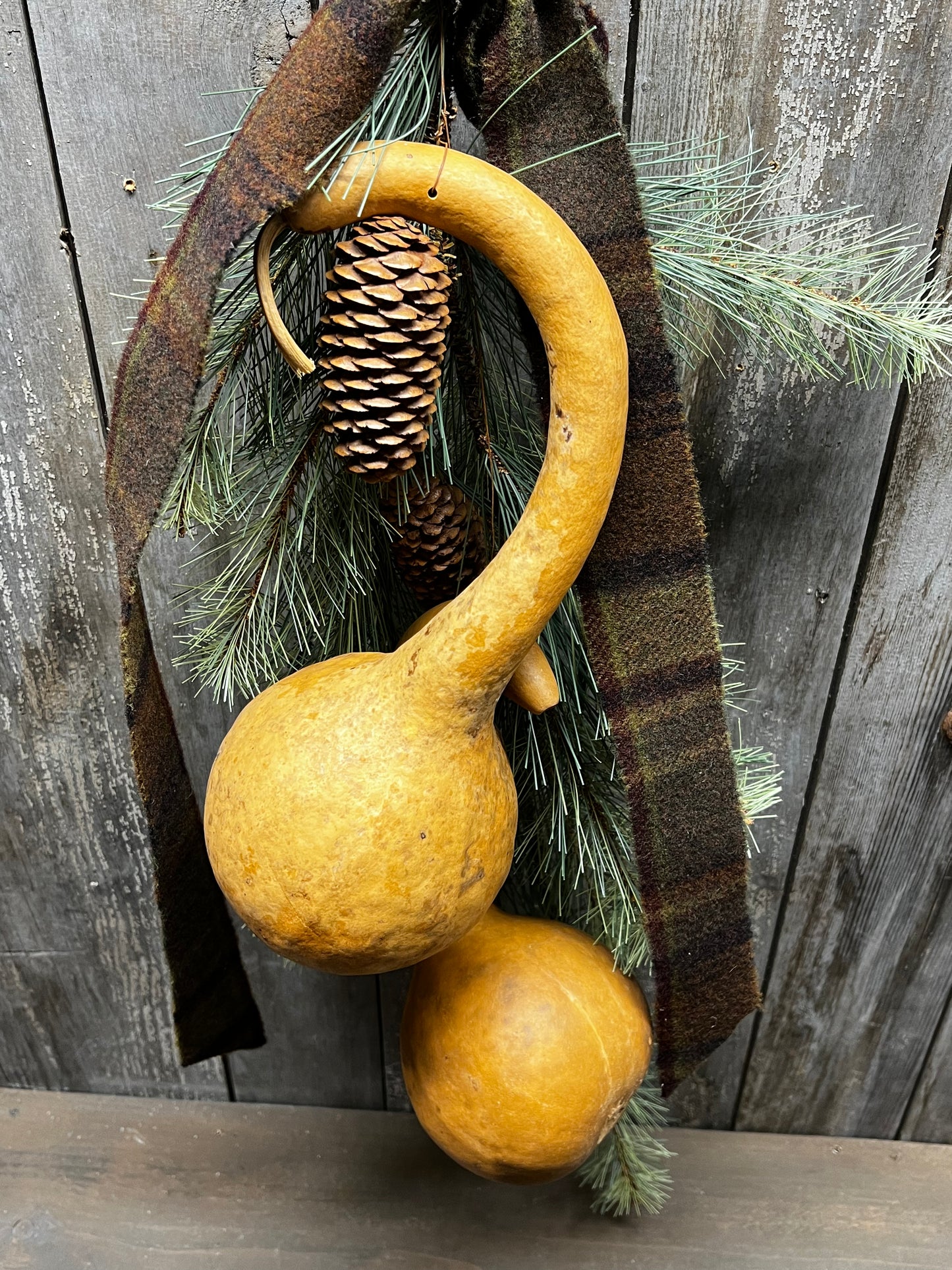 Gourd & Greens, 30", Double Gourd, WOOL BOW