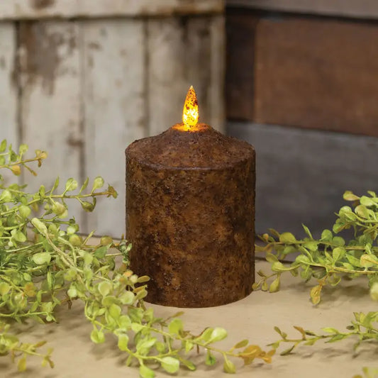 Cake Pillar, Flicker Flame, 4", BURNT MUSTARD