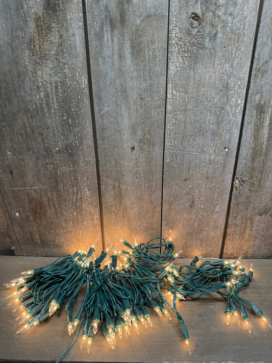 Mini Country Lights, Green Cord, 100 Count, WARM WHITE
