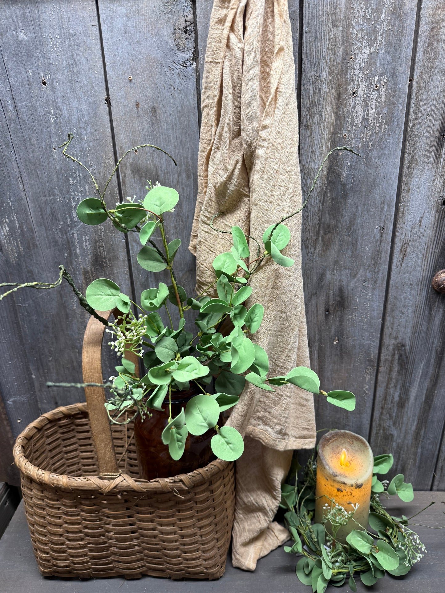 EUCALYPTUS & TWIGS, Candle RIng or Bush