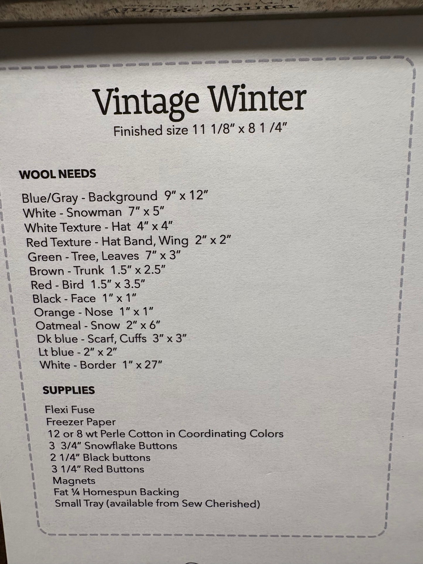 Pattern, WA, VINTAGE WINTER