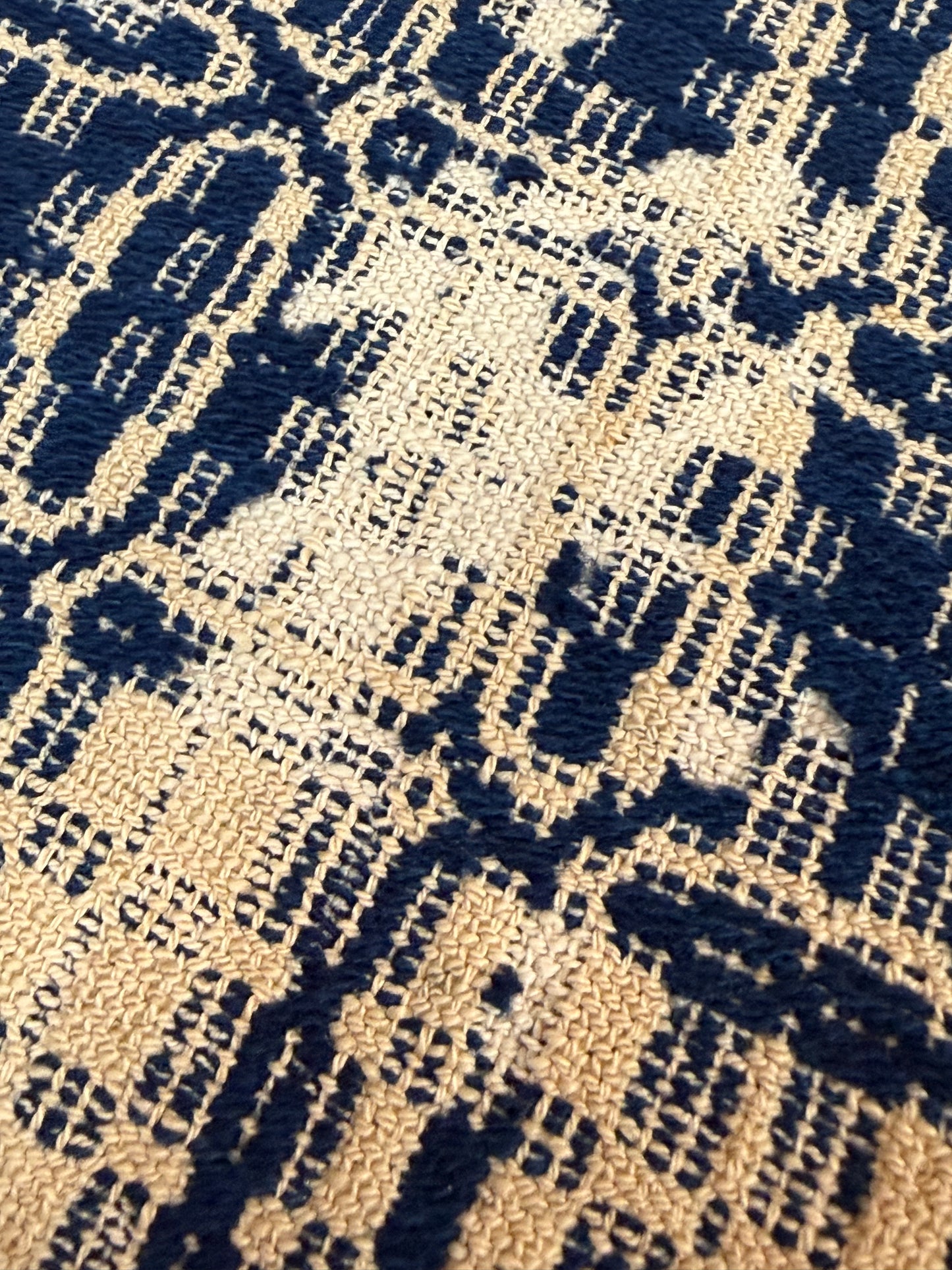 COVERLET, 68"x 92", Navy/Tan
