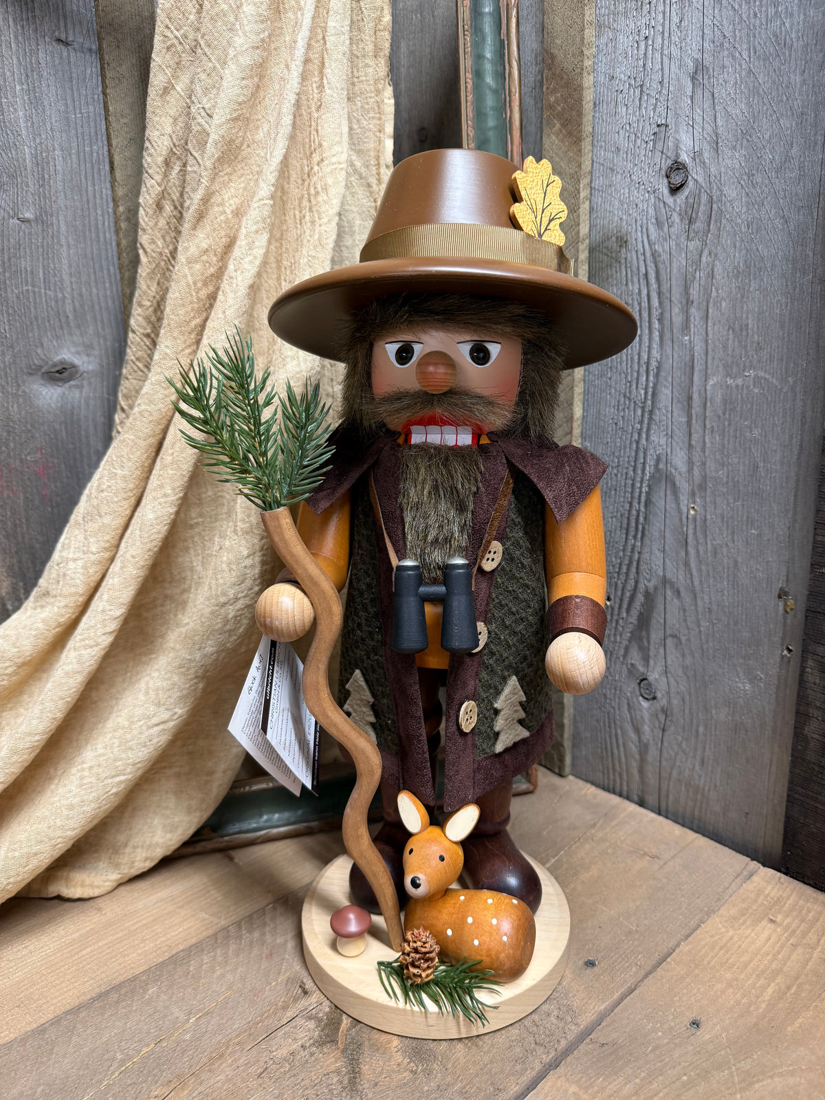 WOODSMAN/FAWN, NATURAL 15.5” Nutcracker