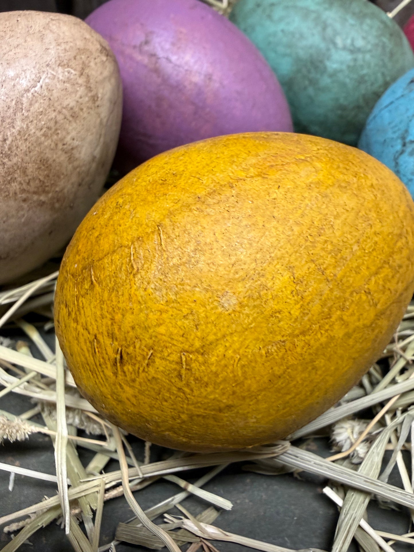 Paper Mache Eggs, Set/6, PRIMITIVE SPRING