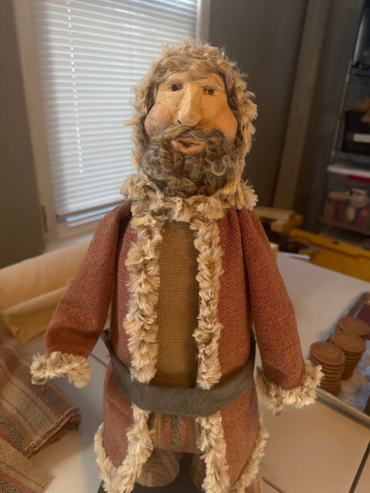 CLAY FACE SANTA, 21", Handcrafted, Assorted