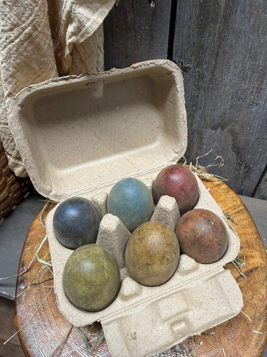 Wooden Eggs, Set/6, DULL & DRAB