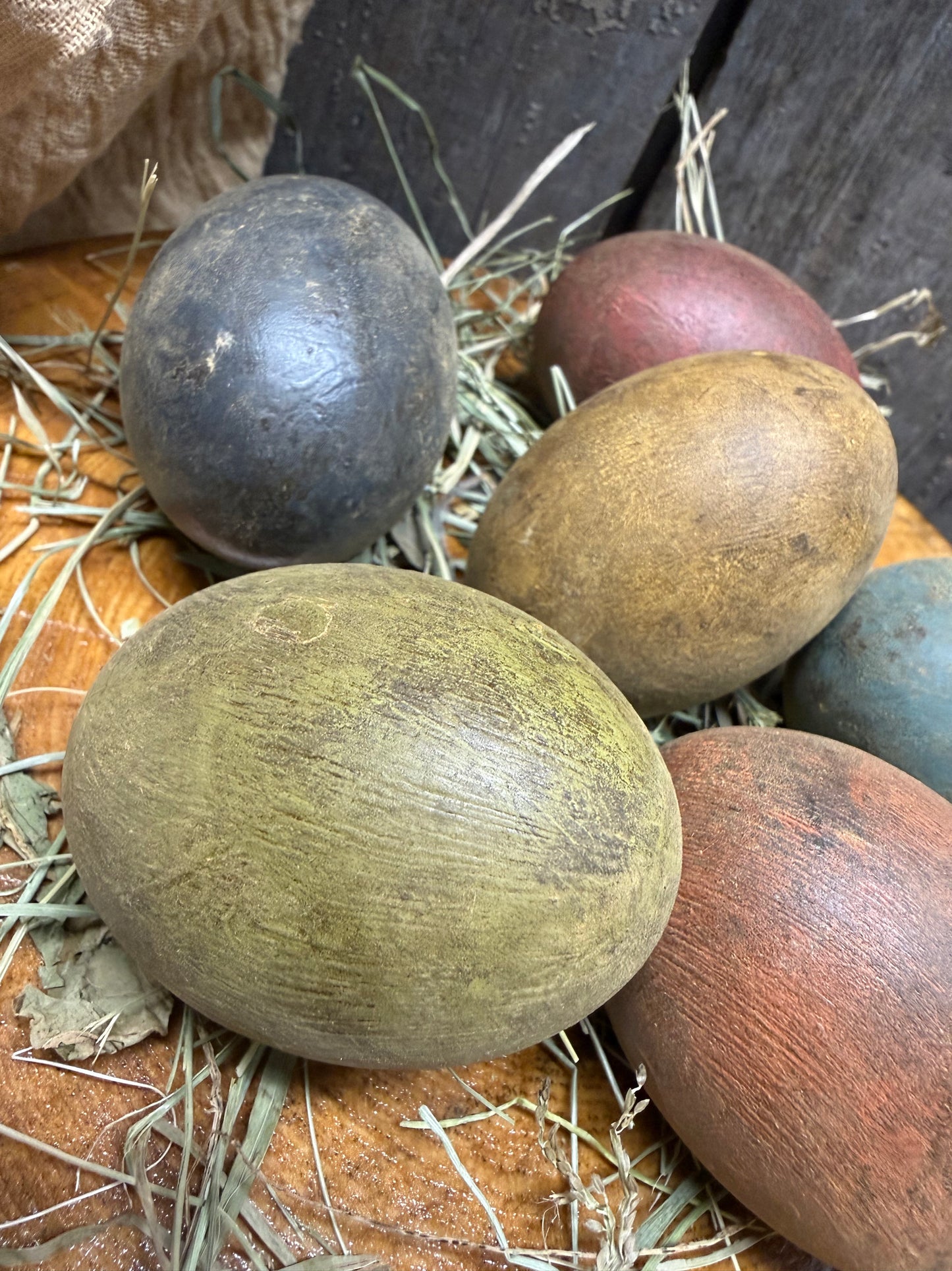 Wooden Eggs, Set/6, DULL & DRAB