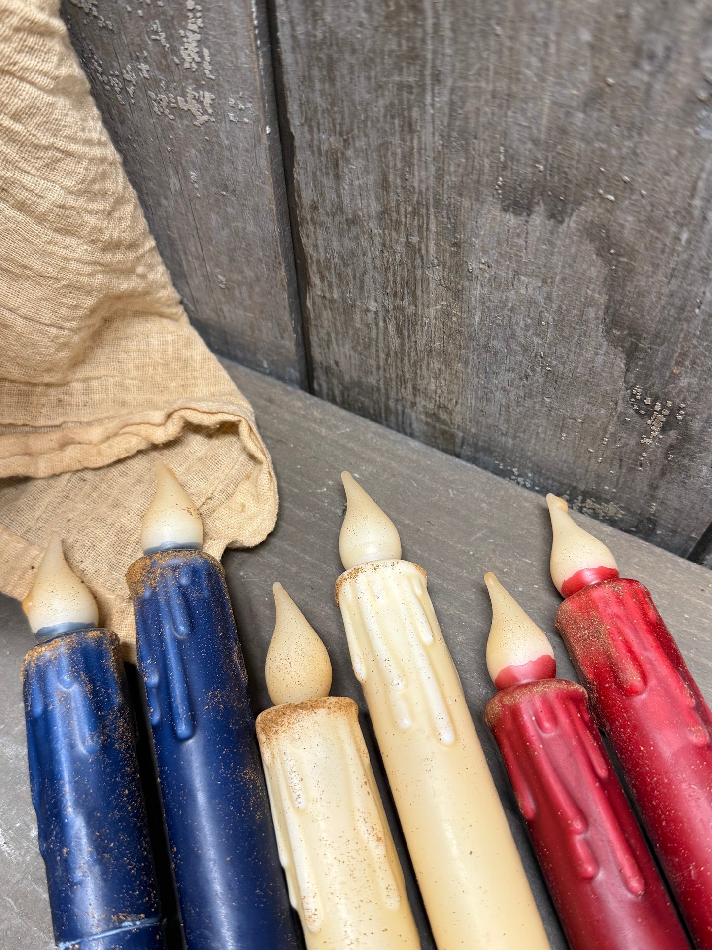 Taper Candle, Wax Dipped, TIMER, PATRIOTIC