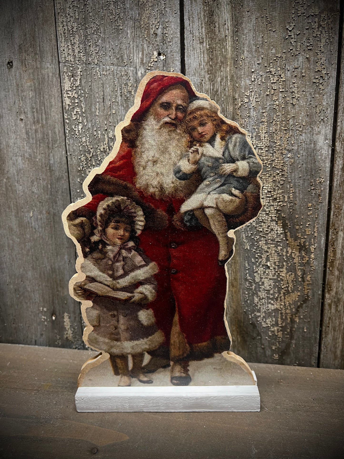 Cut Out, 9.5", RED SANTA W/CHILDREN