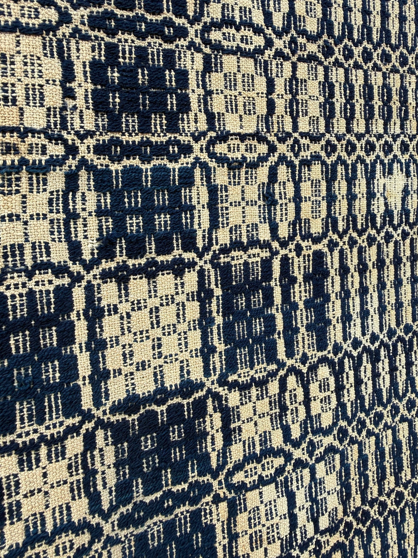 COVERLET, 68"x 92", Navy/Tan