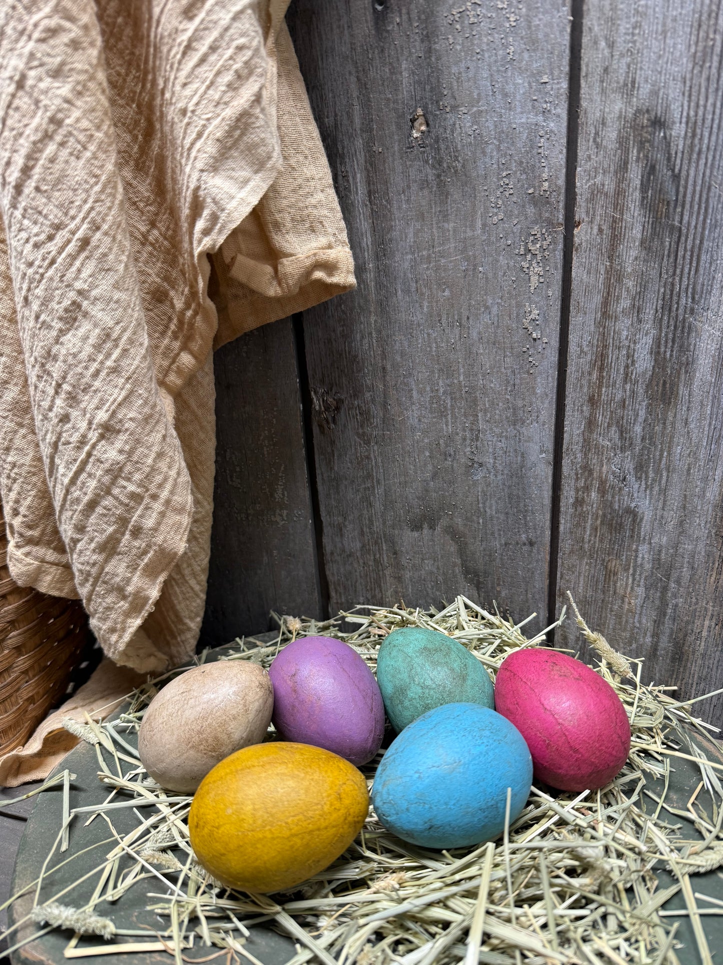 Paper Mache Eggs, Set/6, PRIMITIVE SPRING