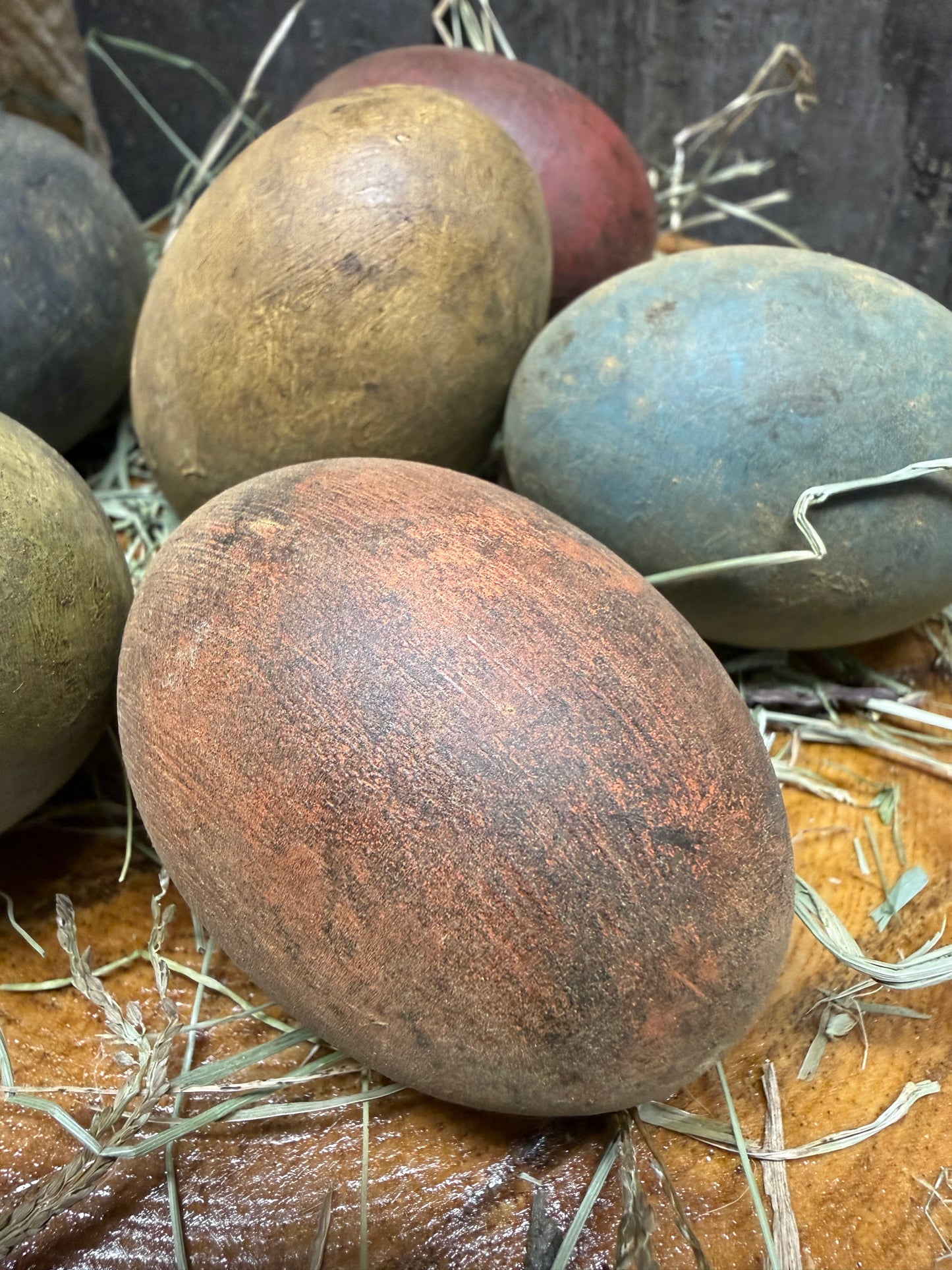 Wooden Eggs, Set/6, DULL & DRAB
