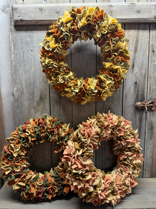 Wooly Wreath, 15”,  FALL SPLENDOR ASSORTED